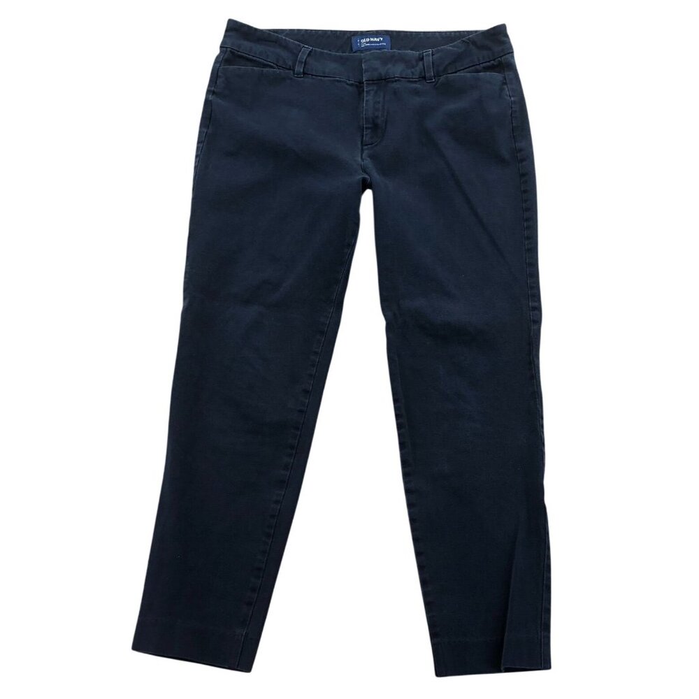 Old Navy Womens Pixie Mid-Rise Ankle Pants Size 10 Navy Blue Stretch Flat Front